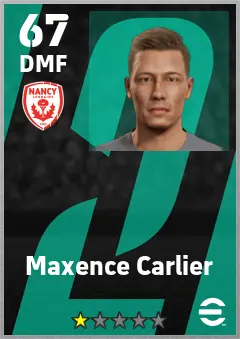 Maxence Carlier eFootball 2026 player card — 67 OVR DMF
