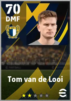 Tom van de Looi eFootball 2026 player card — 70 OVR DMF