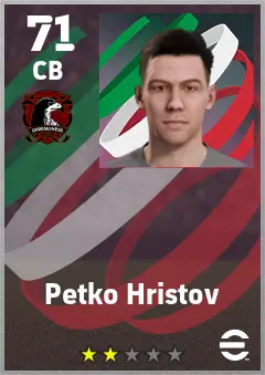 Petko Hristov eFootball 2026 player card — 71 OVR CB