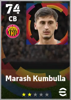 Marash Kumbulla eFootball 2026 player card — 74 OVR CB
