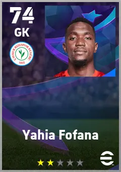 Yahia Fofana eFootball 2026 player card — 74 OVR GK
