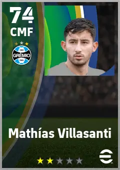 Mathias Villasanti eFootball 2026 player card — 74 OVR CMF