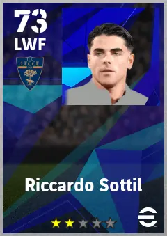 Riccardo Sottil eFootball 2026 player card — 73 OVR LWF