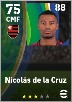 Nicolas de la Cruz eFootball 2026 player card — 75 OVR CMF