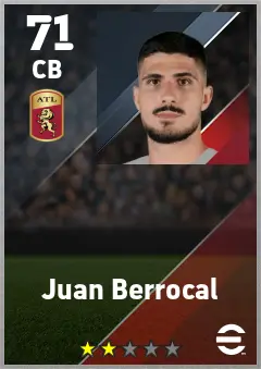 Juan Berrocal eFootball 2026 player card — 71 OVR CB