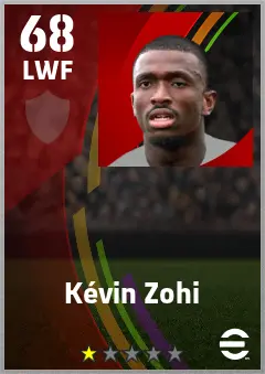 Kevin Zohi eFootball 2026 player card — 68 OVR LWF