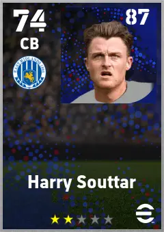 Harry Souttar eFootball 2026 player card — 74 OVR CB