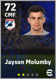 Jayson Molumby eFootball 2026 player card — 72 OVR CMF