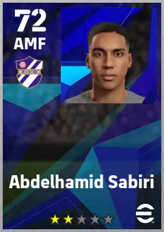 Abdelhamid Sabiri eFootball 2026 player card — 72 OVR AMF