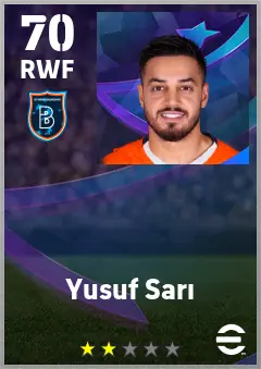 Yusuf Sari eFootball 2026 player card — 70 OVR RWF
