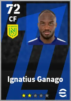 Ignatius Ganago eFootball 2026 player card — 72 OVR CF