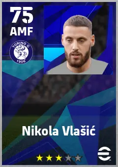 Nikola Vlasic eFootball 2026 player card — 75 OVR AMF