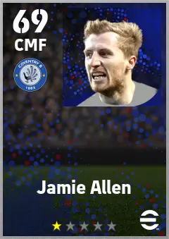 Jamie Allen eFootball 2026 player card — 69 OVR CMF