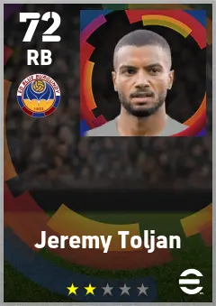 Jeremy Toljan eFootball 2026 player card — 72 OVR RB