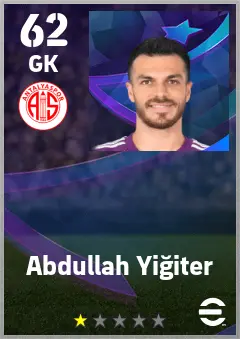 Abdullah Yigiter eFootball 2026 player card — 62 OVR GK
