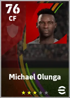 Michael Olunga eFootball 2026 player card — 76 OVR CF