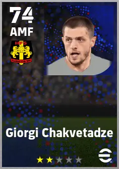 Giorgi Chakvetadze eFootball 2026 player card — 74 OVR AMF