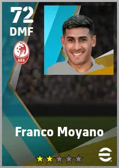 Franco Moyano eFootball 2026 player card — 72 OVR DMF
