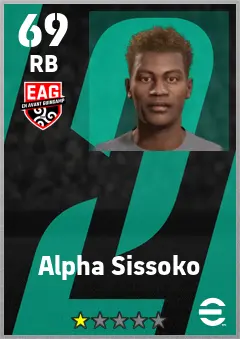 Alpha Sissoko eFootball 2026 player card — 69 OVR RB