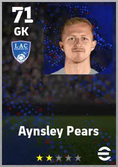 Aynsley Pears eFootball 2026 player card — 71 OVR GK
