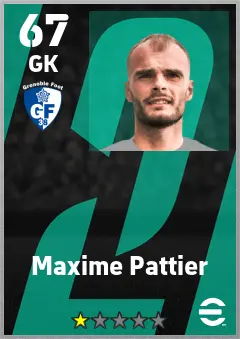 Maxime Pattier eFootball 2026 player card — 67 OVR GK