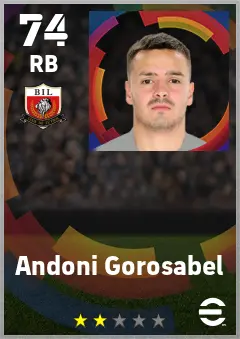 Andoni Gorosabel eFootball 2026 player card — 74 OVR RB