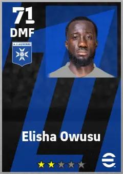 Elisha Owusu eFootball 2026 player card — 71 OVR DMF