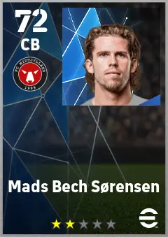 Mads Bech Sorensen eFootball 2026 player card — 72 OVR CB