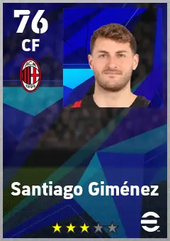 Santiago Gimenez eFootball 2026 player card — 76 OVR CF