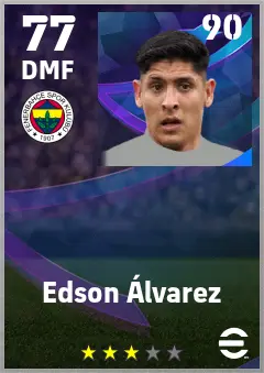 Edson Alvarez eFootball 2026 player card — 77 OVR DMF