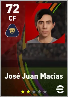 Jose Juan Macias eFootball 2026 player card — 72 OVR CF
