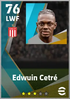 Edwuin Cetre eFootball 2026 player card — 76 OVR LWF