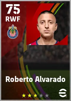 Roberto Alvarado eFootball 2026 player card — 75 OVR RWF