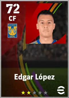 Edgar Lopez eFootball 2026 player card — 72 OVR CF