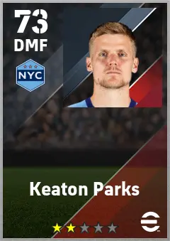 Keaton Parks eFootball 2026 player card — 73 OVR DMF