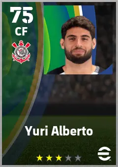 Yuri Alberto eFootball 2026 player card — 75 OVR CF