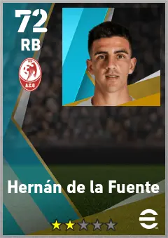 Hernan de la Fuente eFootball 2026 player card — 72 OVR RB