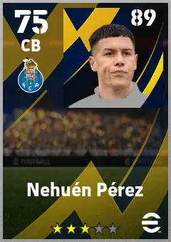 Nehuen Perez eFootball 2026 player card — 75 OVR CB