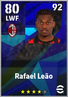 Rafael Leao eFootball 2026 player card — 80 OVR LWF