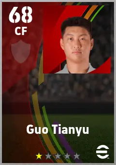 Guo Tianyu eFootball 2026 player card — 68 OVR CF