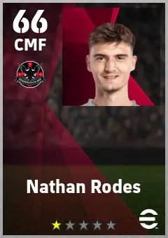 Nathan Rodes eFootball 2026 player card — 66 OVR CMF