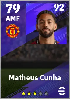 Matheus Cunha eFootball 2026 player card — 79 OVR AMF