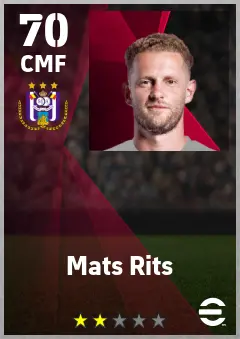 Mats Rits eFootball 2026 player card — 70 OVR CMF
