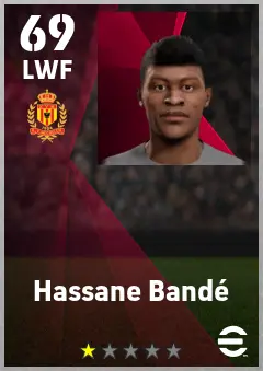 Hassane Bande eFootball 2026 player card — 69 OVR LWF