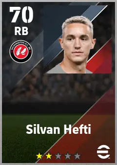 Silvan Hefti eFootball 2026 player card — 70 OVR RB
