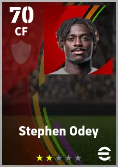 Stephen Odey eFootball 2026 player card — 70 OVR CF