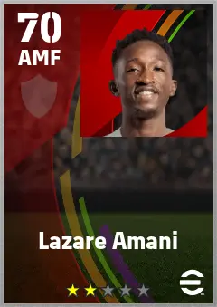 Lazare Amani eFootball 2026 player card — 70 OVR AMF