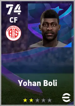 Yohan Boli eFootball 2026 player card — 74 OVR CF