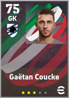 Gaetan Coucke eFootball 2026 player card — 75 OVR GK