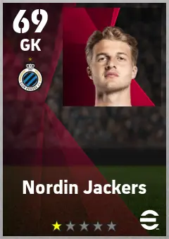 Nordin Jackers eFootball 2026 player card — 69 OVR GK